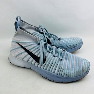 nike training free tr flyknit trainers in grey and blue